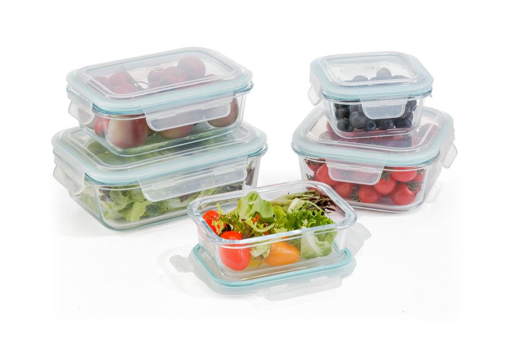 10-Piece Glass Food Storage Containers with Airtight Locking Lids