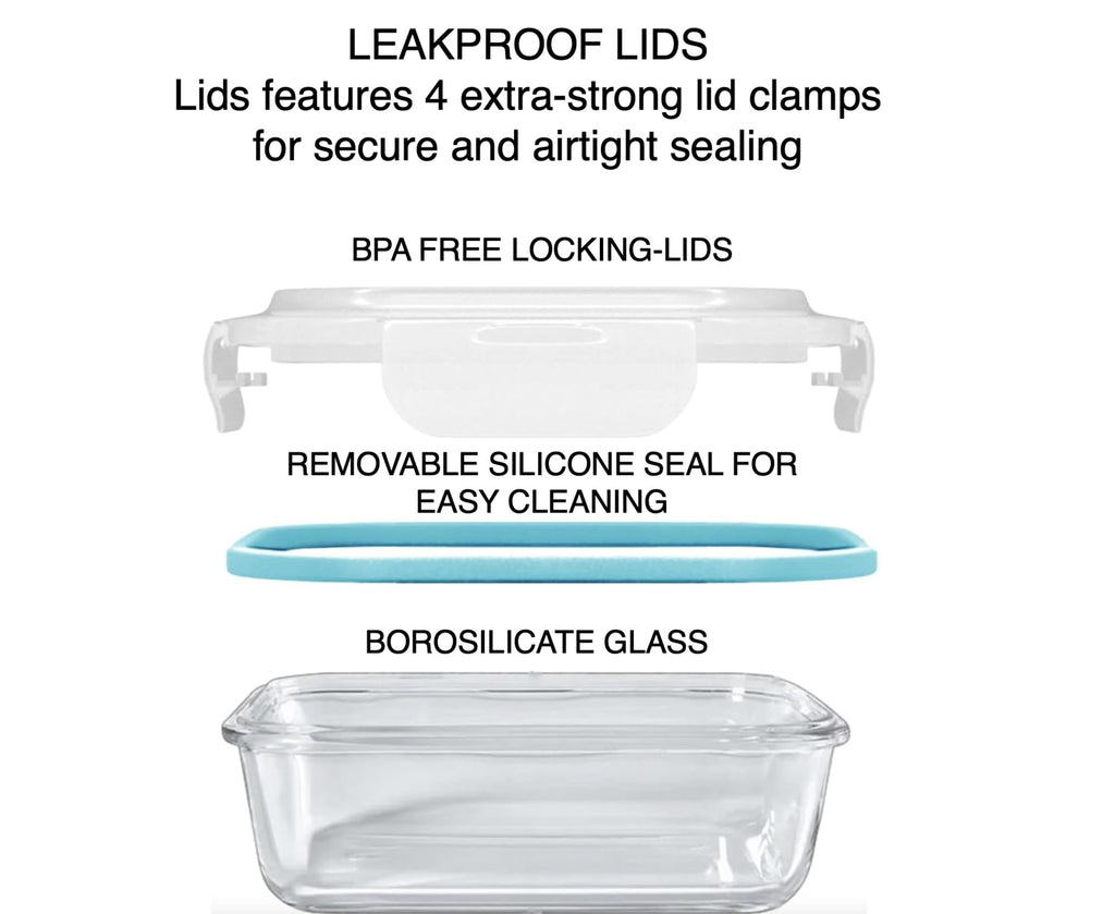 10-Piece Glass Food Storage Containers with Airtight Locking Lids