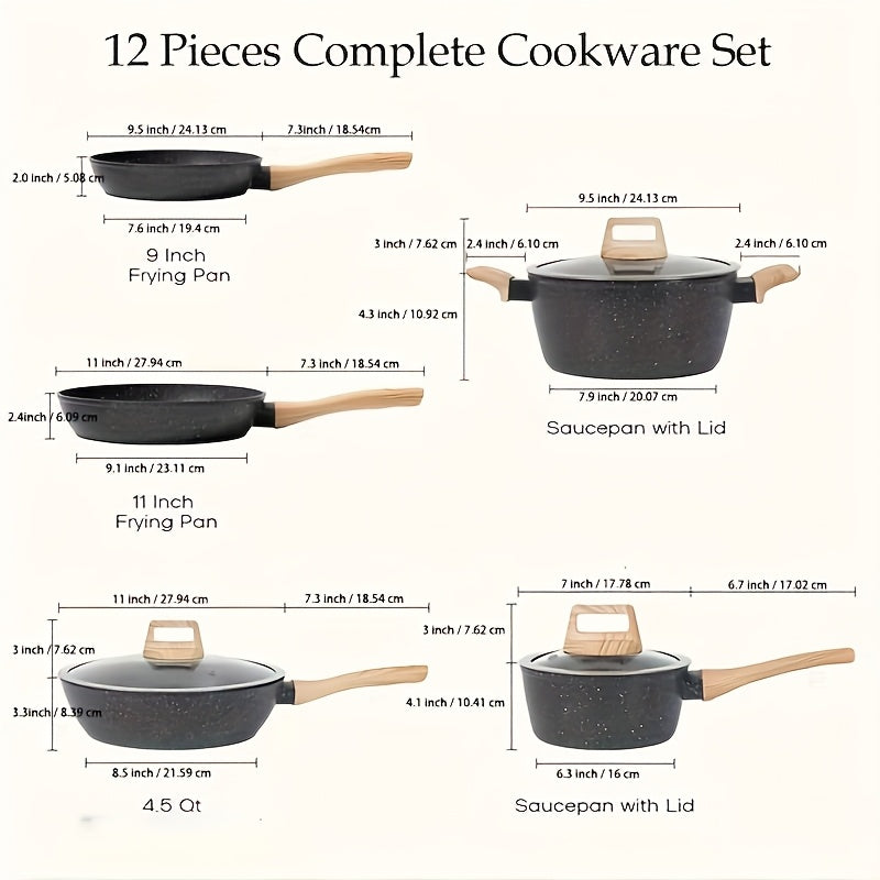 Pots and Pans Set Non Stick, 12pc
