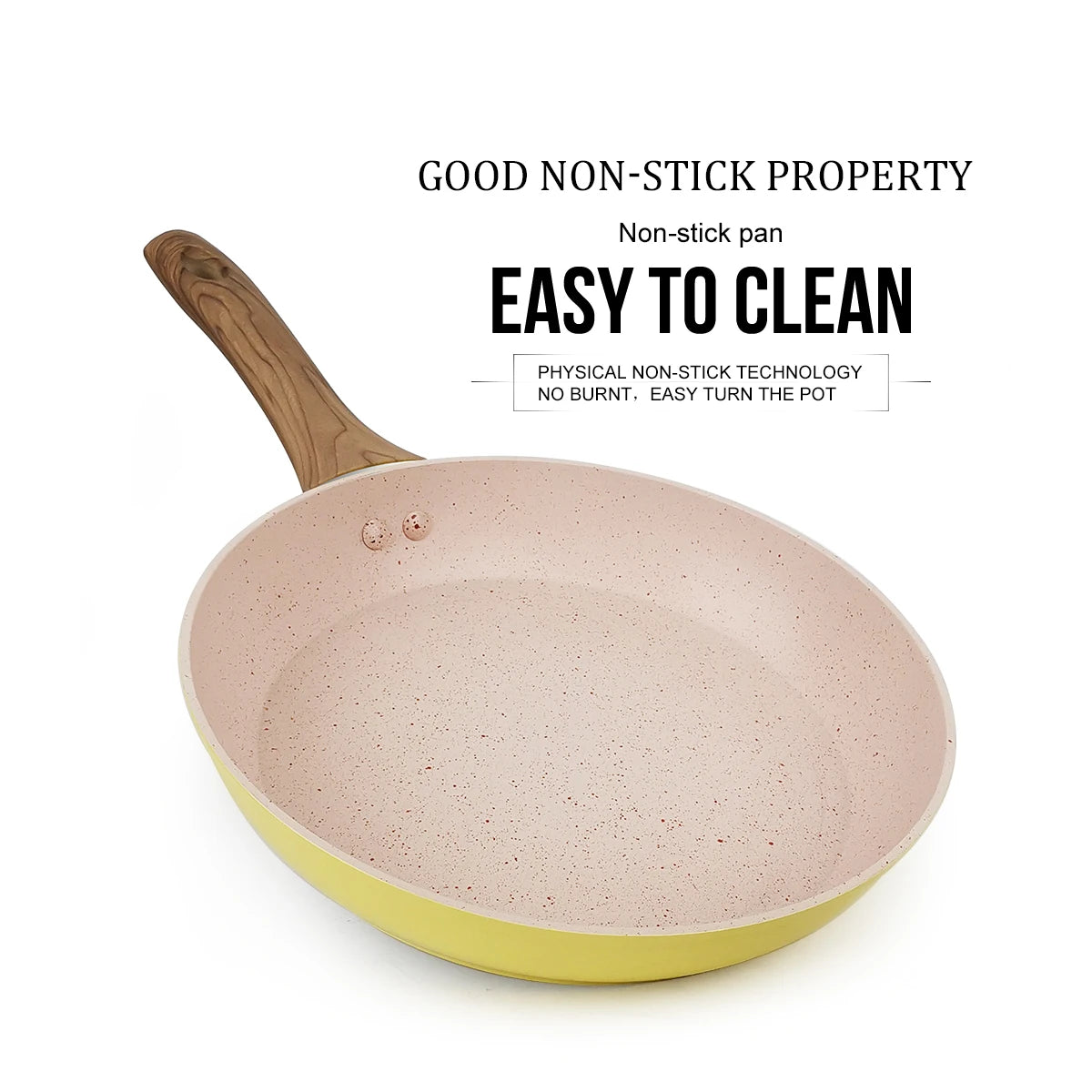 20/24/28cm Colorful Frying Pan with Wooden Handle, Nonstick