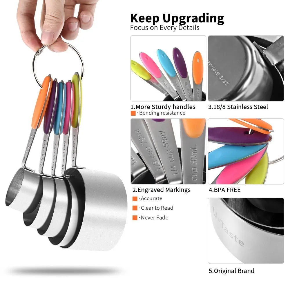 LMETJMA 10 Piece Measuring Cups
