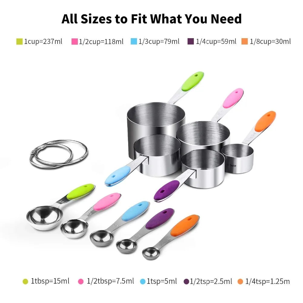 LMETJMA 10 Piece Measuring Cups