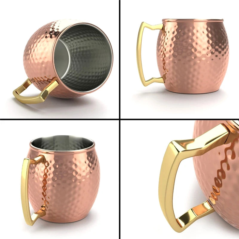 Stainless Steel Moscow Mule Mug, Hammered Copper-Style
