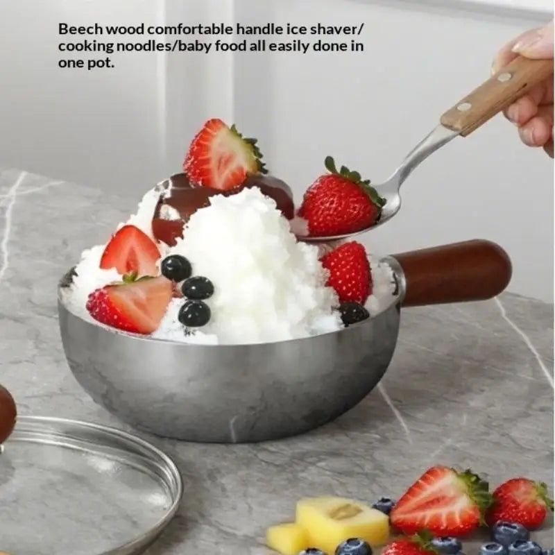 ♥Stainless Steel Cooking Pans with Wooden Handle & Glass Lid