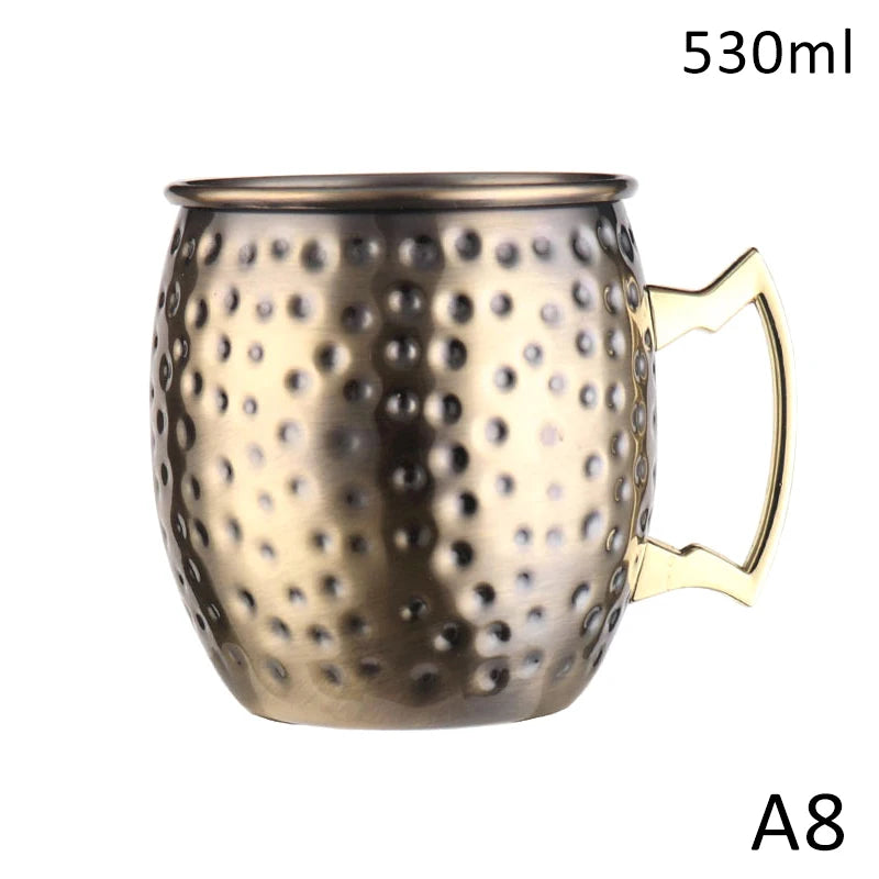 Stainless Steel Moscow Mule Mug, Hammered Copper-Style