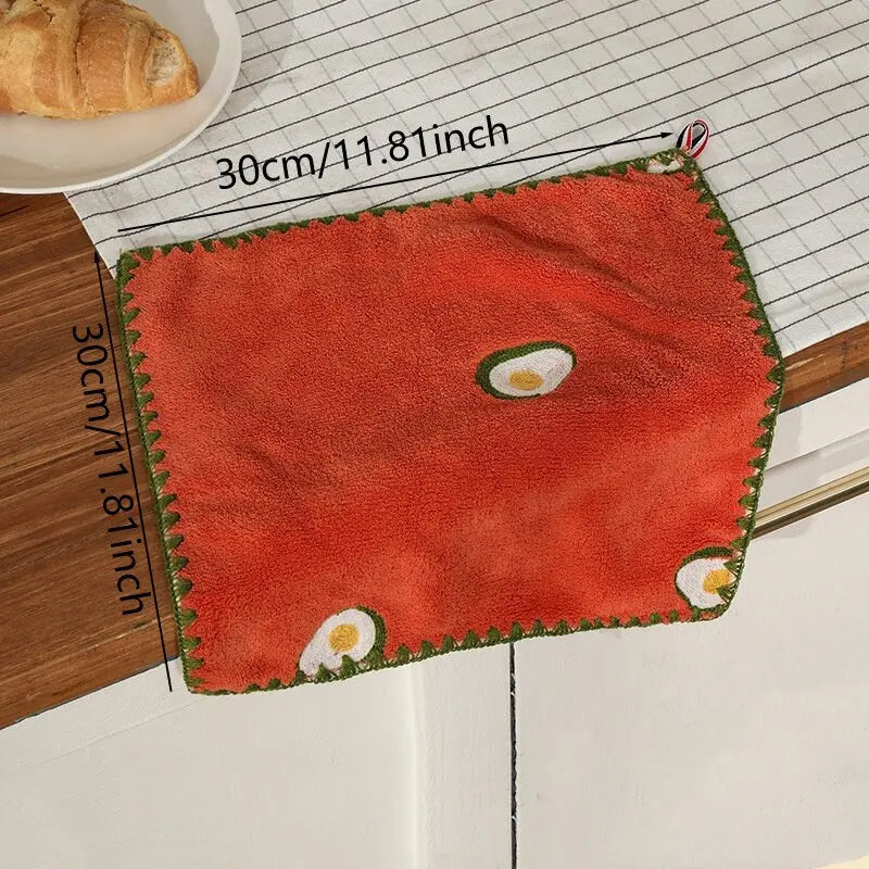 Absorbent Hand Towel with Fruit Embroidery,