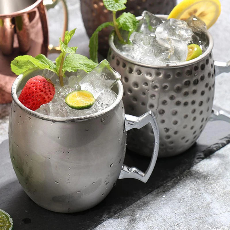 Stainless Steel Moscow Mule Mug, Hammered Copper-Style