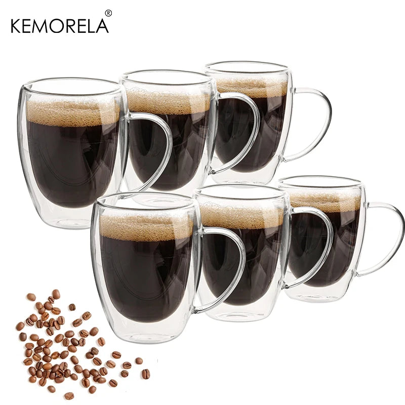 2/4/6PCS 350ML Double Wall Glass