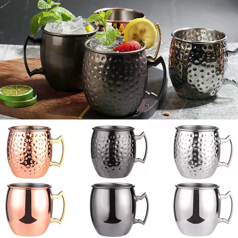 Stainless Steel Moscow Mule Mug, Hammered Copper-Style