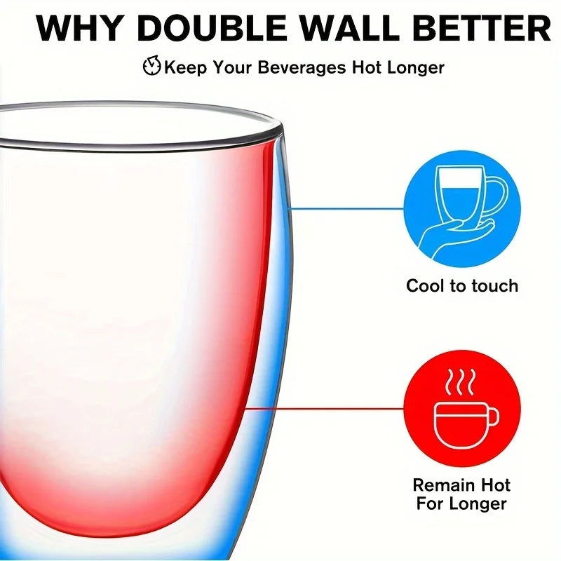 2/4/6PCS 350ML Double Wall Glass