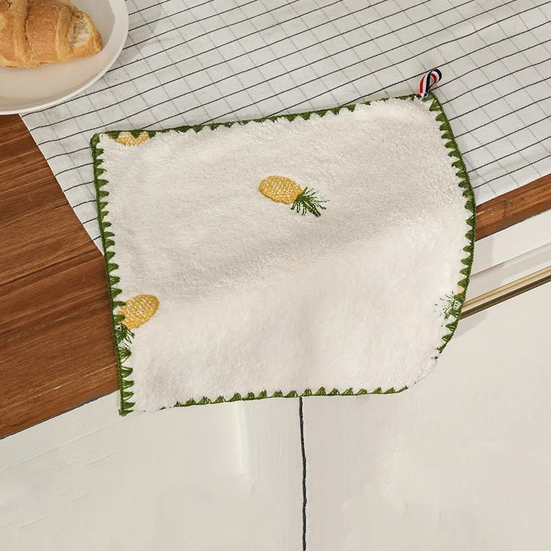 Absorbent Hand Towel with Fruit Embroidery,