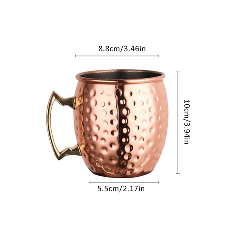 Stainless Steel Moscow Mule Mug, Hammered Copper-Style