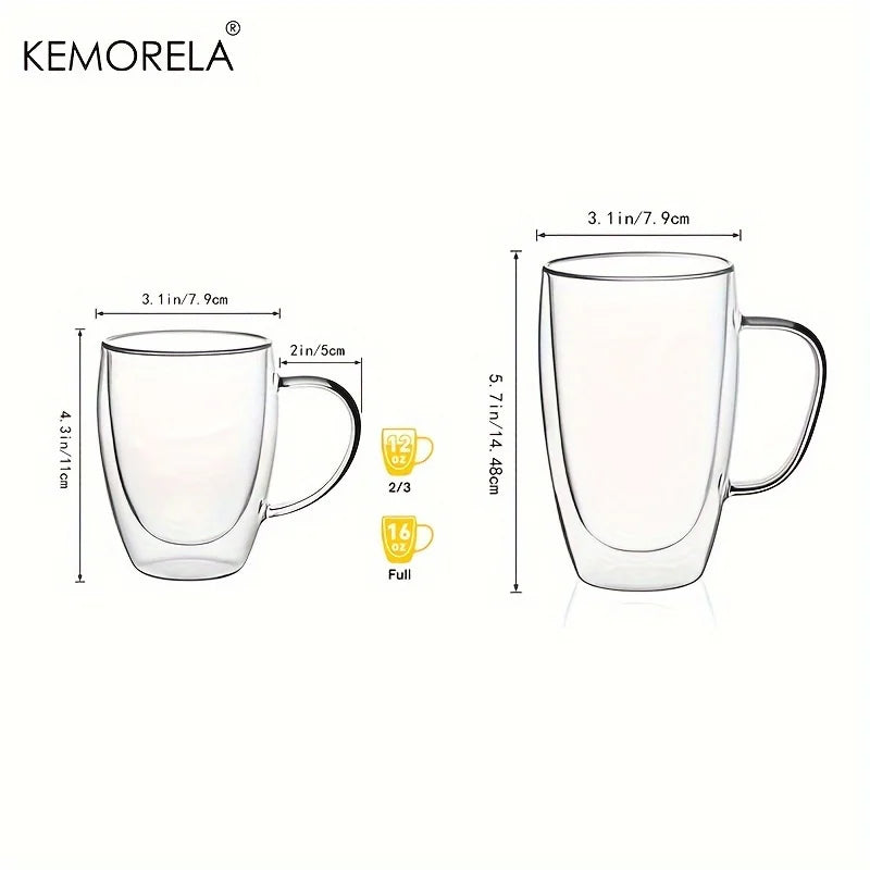 2/4/6PCS 350ML Double Wall Glass