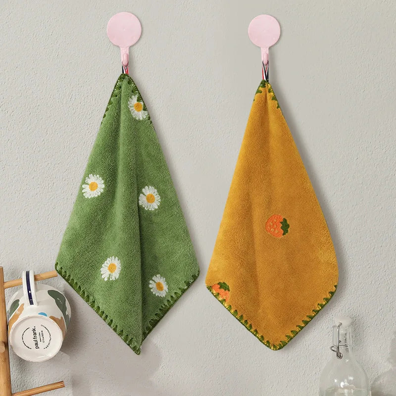Absorbent Hand Towel with Fruit Embroidery,
