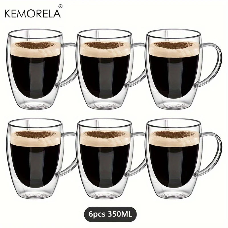 2/4/6PCS 350ML Double Wall Glass