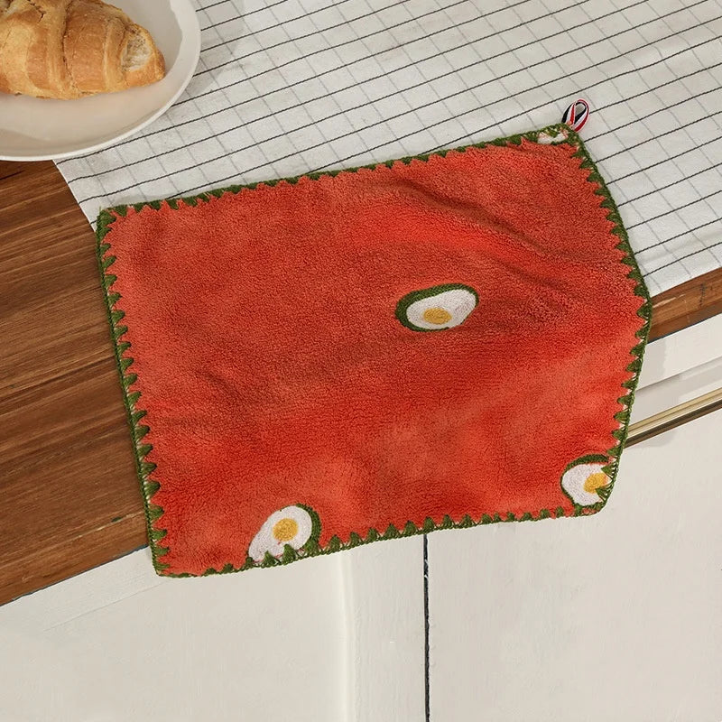Absorbent Hand Towel with Fruit Embroidery,