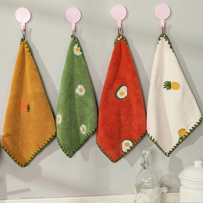 Absorbent Hand Towel with Fruit Embroidery,