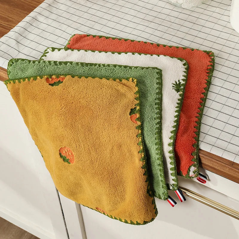 Absorbent Hand Towel with Fruit Embroidery,