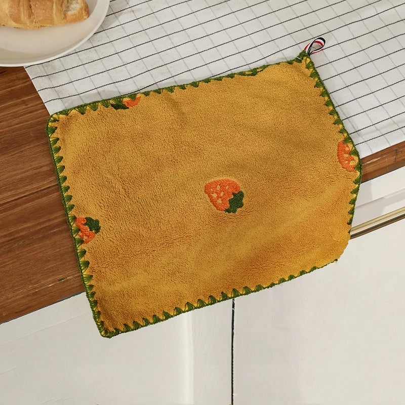 Absorbent Hand Towel with Fruit Embroidery,