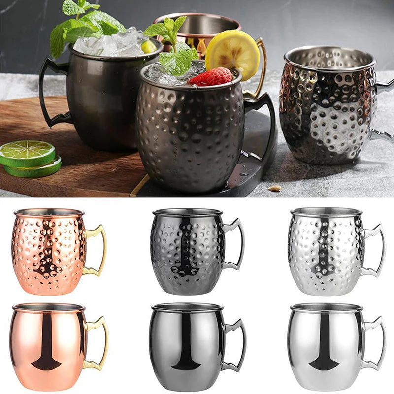 Stainless Steel Moscow Mule Mug, Hammered Copper-Style