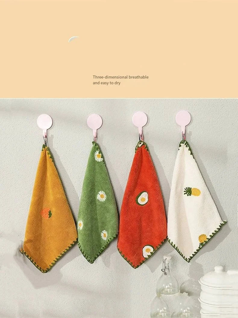Absorbent Hand Towel with Fruit Embroidery,