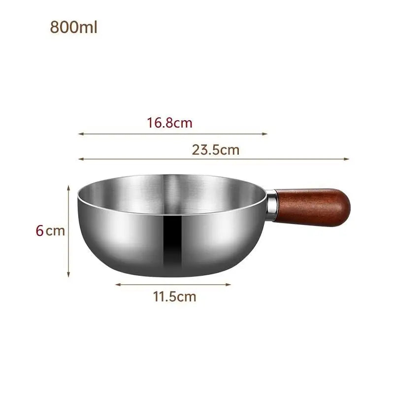 ♥Stainless Steel Cooking Pans with Wooden Handle & Glass Lid