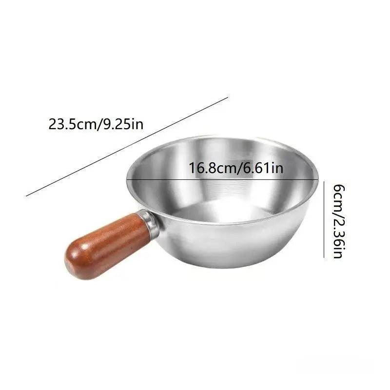 ♥Stainless Steel Cooking Pans with Wooden Handle & Glass Lid