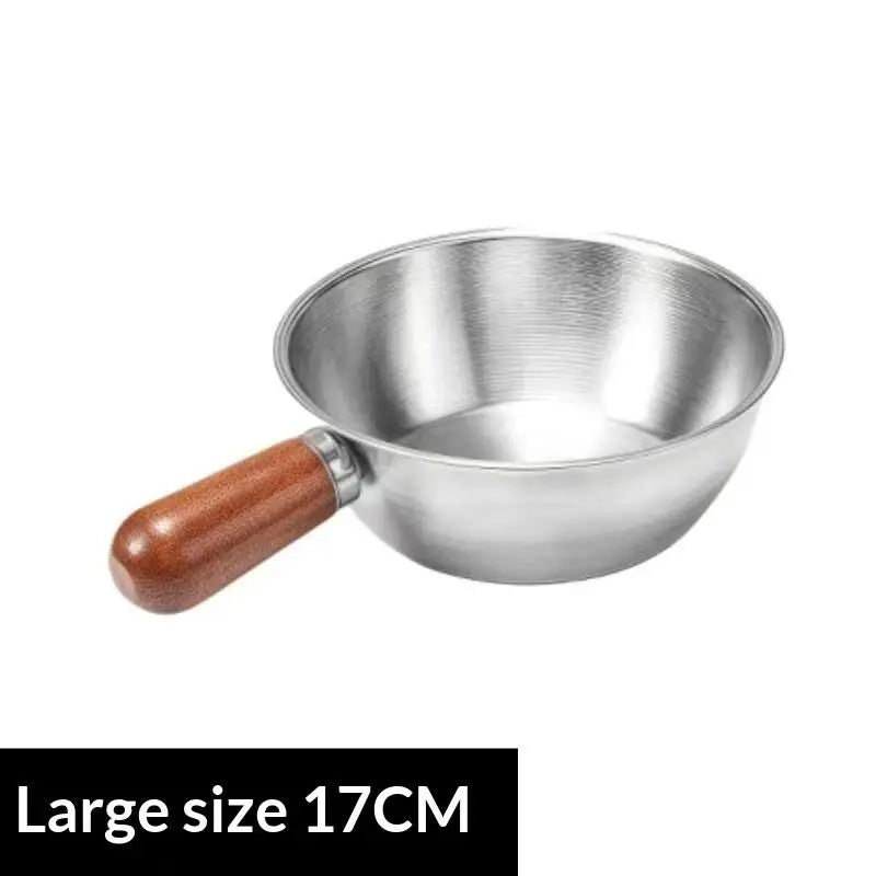 ♥Stainless Steel Cooking Pans with Wooden Handle & Glass Lid