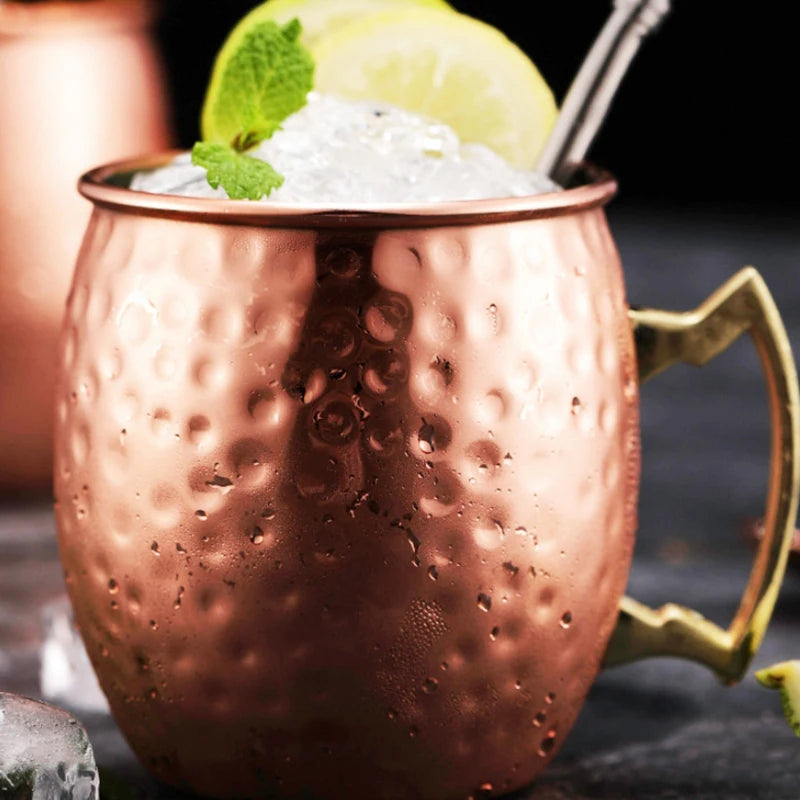Stainless Steel Moscow Mule Mug, Hammered Copper-Style