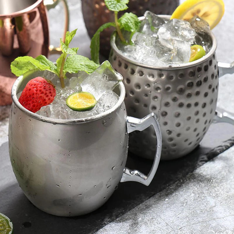 Stainless Steel Moscow Mule Mug, Hammered Copper-Style