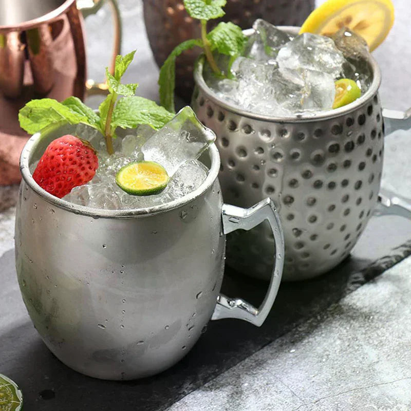 Stainless Steel Moscow Mule Mug, Hammered Copper-Style