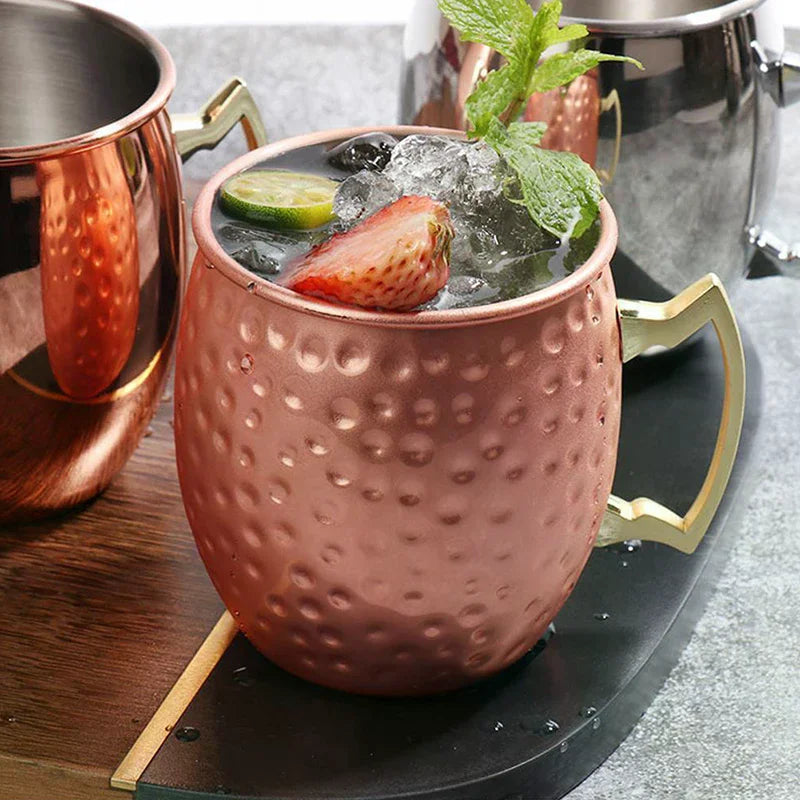 Stainless Steel Moscow Mule Mug, Hammered Copper-Style