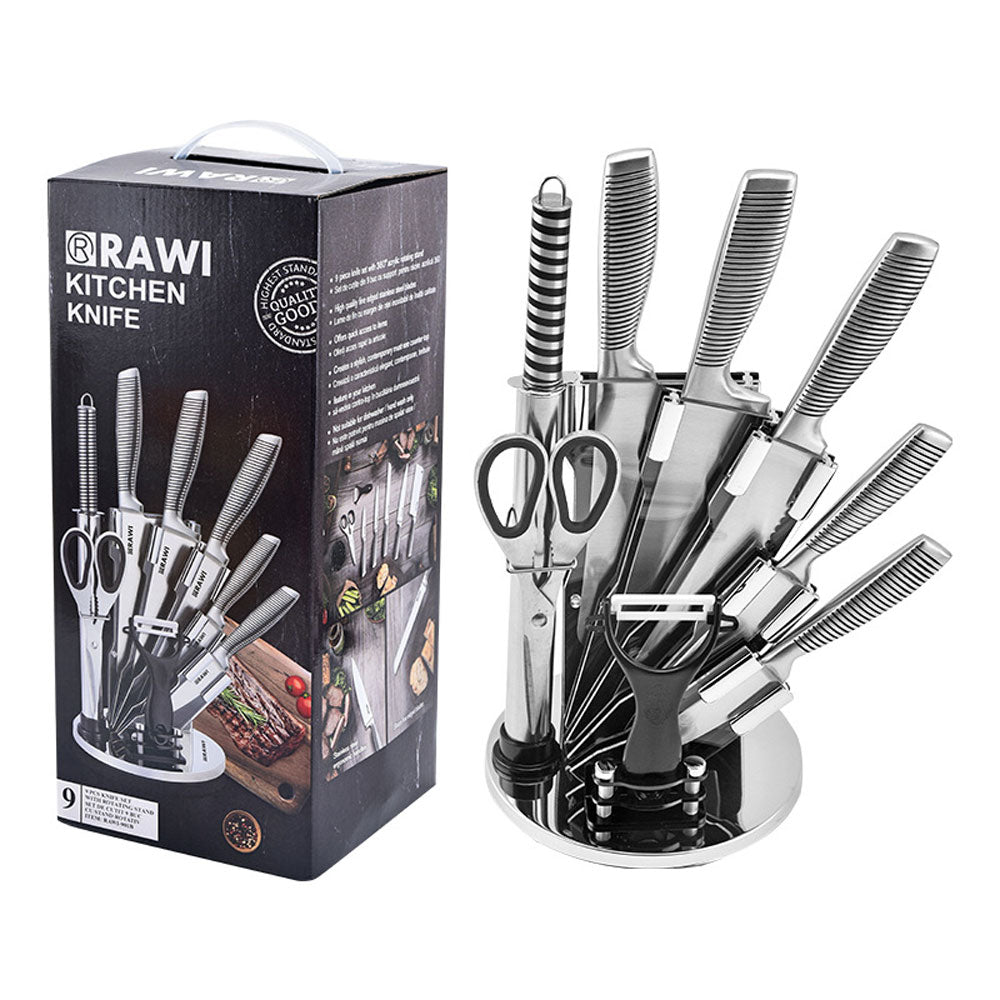 NNEDSZ Stainless Steel 8PC Kitchen Chef Knife Block