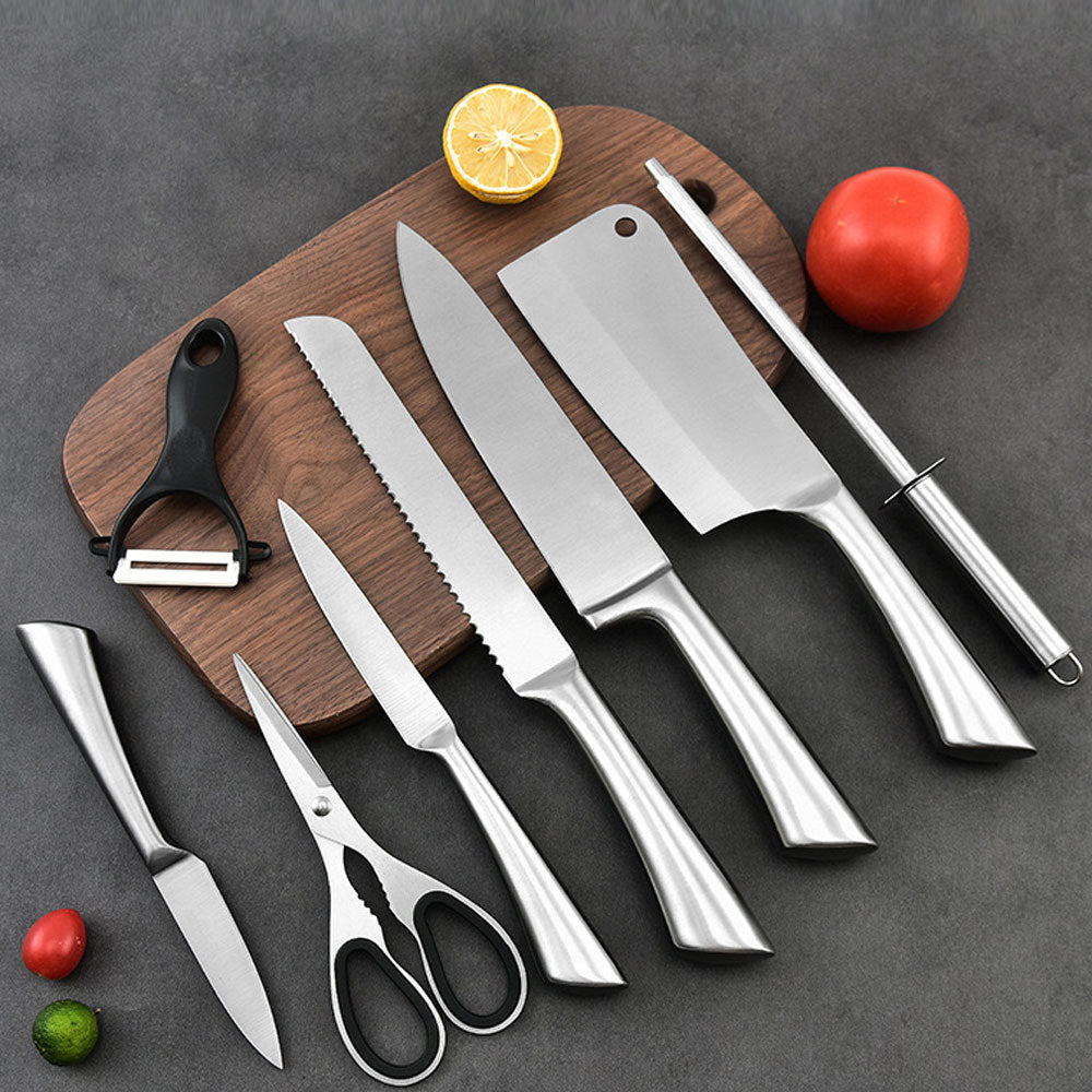 NNEDSZ Stainless Steel 8PC Kitchen Chef Knife Block