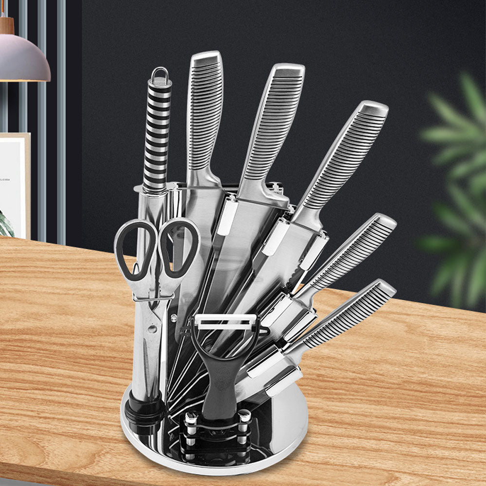 NNEDSZ Stainless Steel 8PC Kitchen Chef Knife Block